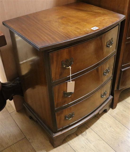 A mahogany three drawer bowfront chest, W.54cm